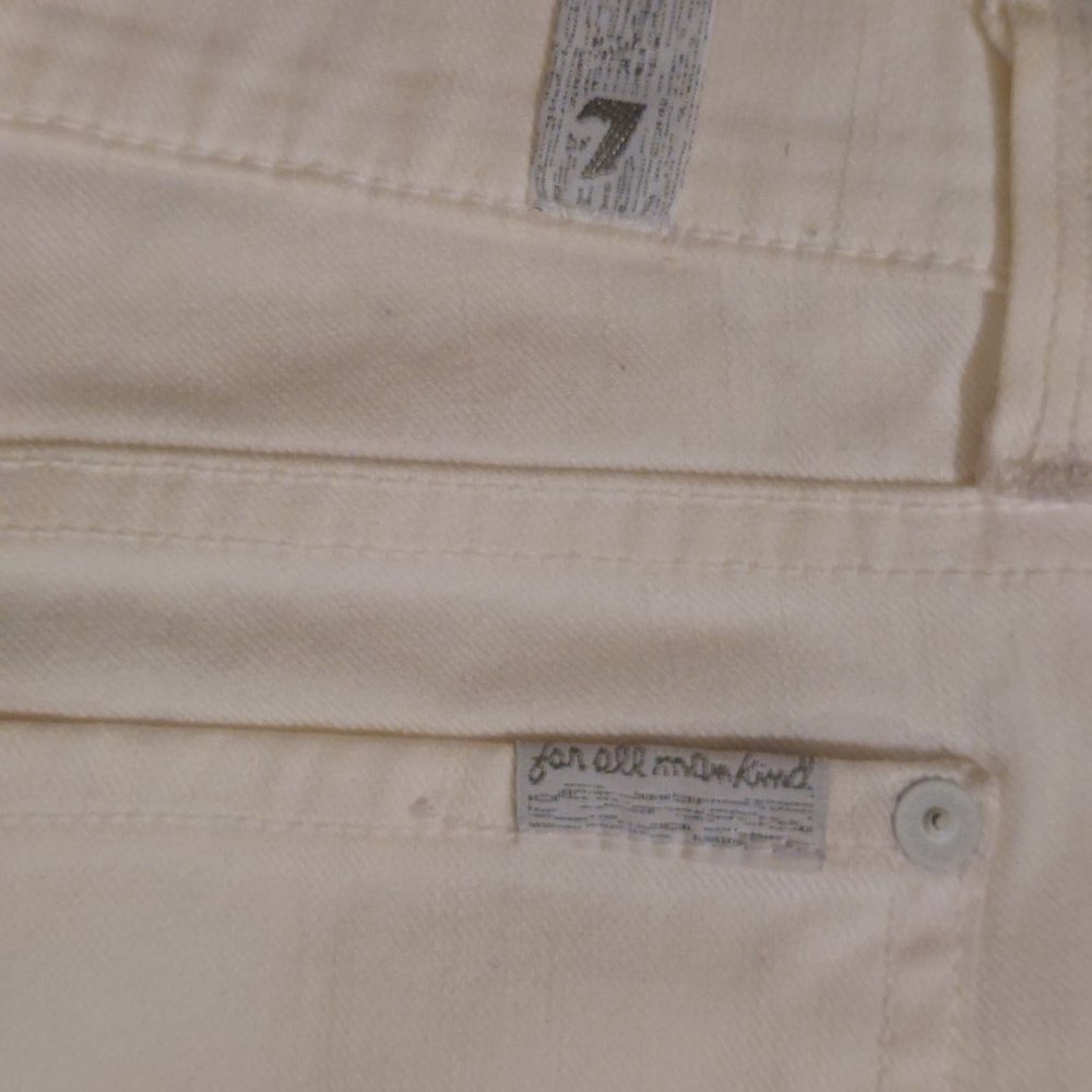 Seven For All Mankind White Denim Skinny Jeans Size 31 - Inseam 34 - Picture 9 of 16